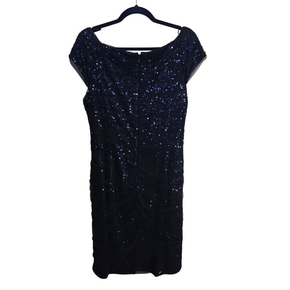 Lauren Ralph Lauren Evening Menu Sequin Tulle Ruched Wiggle Dress Size 12 - Picture 3 of 6